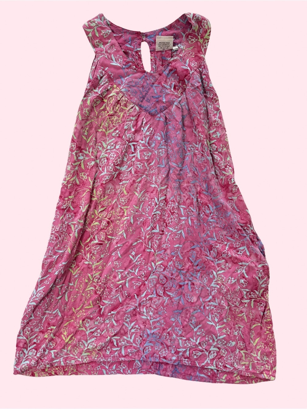 Batik Bali Women's Pink Floral Sleeveless Dress